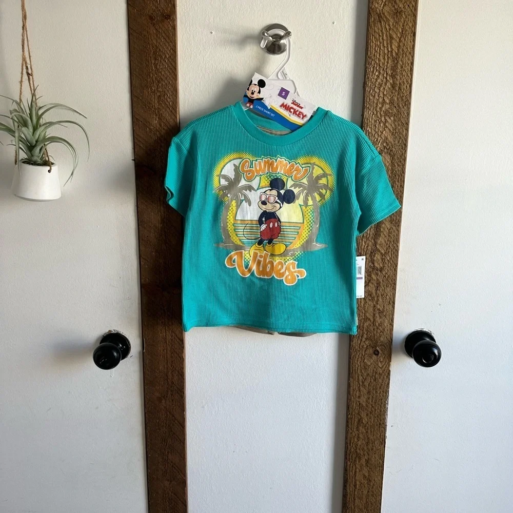 New Disney Mickey Mouse Summer Outfit Shorts & Mickey Mouse Graphic Top Boys